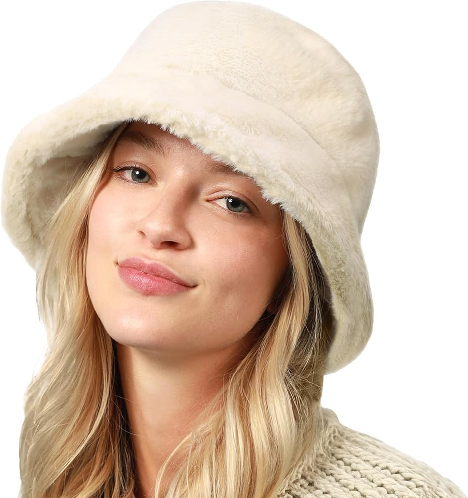 CHOK.LIDS Everyday Winter Fur Bucket Hat Unisex Trendy Soft Fluffy Warm Lightweight Fleece Fisher... | Amazon (US)