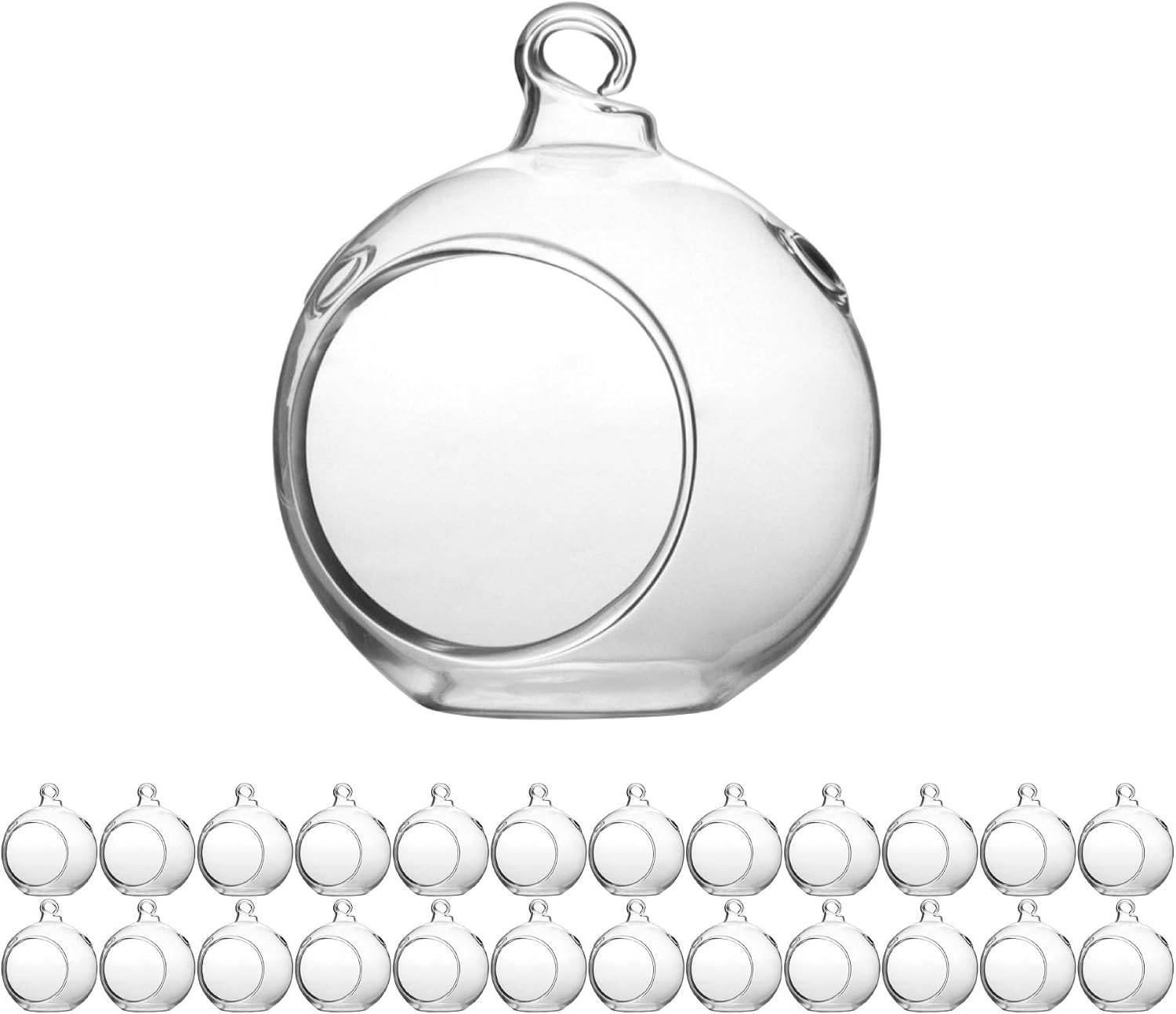 WGV Hanging Terrarium Globe, Width 2.5", Height 3", DIY Air Succulent Planter, Clear Glass Vase Orb with Flat Bottom, Candle Holder for Windowsill Outdoor Garden Decor, 24 Pieces Bulk | Amazon (US)