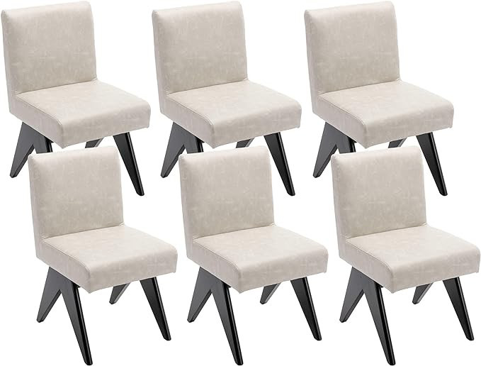 VESCASA Upholstered Dining Chairs with Inverted V-Shape Black Wood Legs, Faux Leather Modern Padd... | Amazon (US)