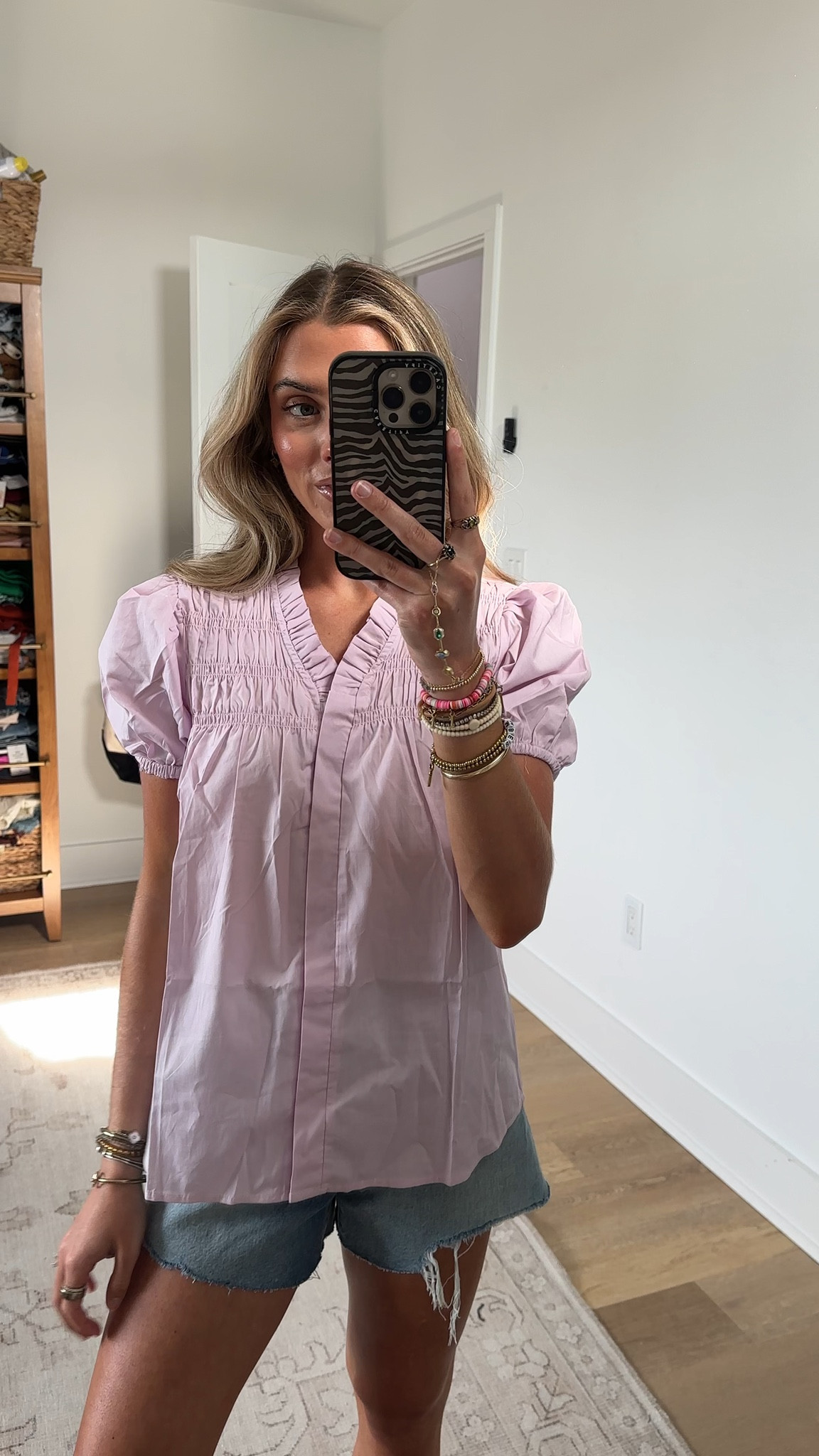 Amazon size small Esmeling Women Puff Short Sleeve Blouse Ruffle V Neck Smocked Top Loose Fit Flowy Summer Shirt

#LTKootd #LTKSaleAlert #LTKWorkwear