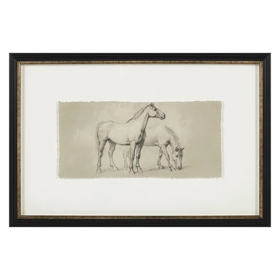 My Texas House Pair Horses Pencil Drawing Two-Tone Framed Wall Art 24x16 | Walmart (US)