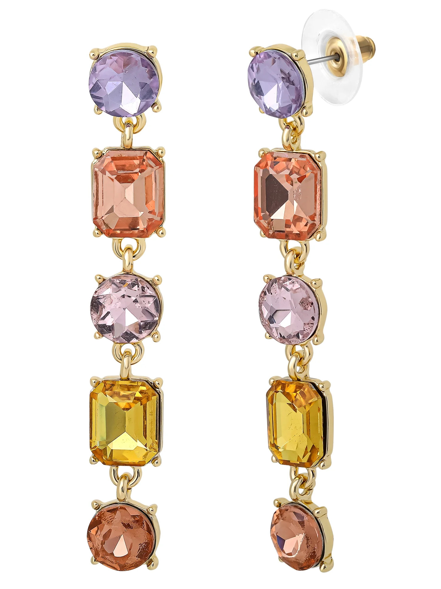 Jessica Simpson Women's Crystal Linear Drop Earrings with Multicolor Accents | Walmart (US)