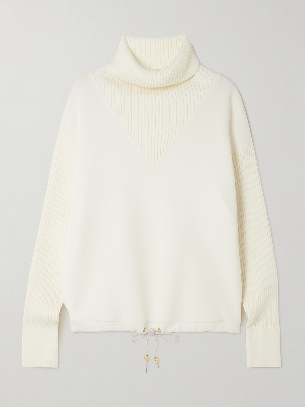 Varley - Hannah Paneled Doublesoft And Ribbed-knit Sweatshirt - Cream | NET-A-PORTER (US)