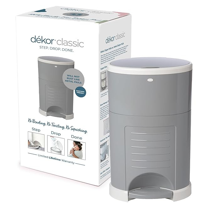 Diaper Dekor Classic Hands-Free Diaper Pail | Gray | Easiest to Use | Just Step – Drop – Done... | Amazon (US)