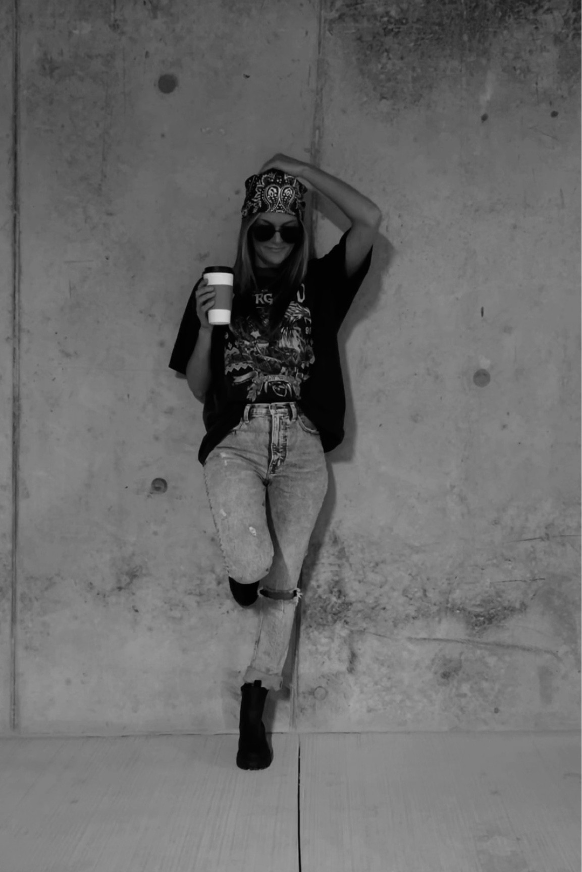 Black leather boots, fall style, vintage graphic tees, 90’s style, Abercrombie denim, agolde jeans, vintage Harley Davidson, distressed jeans, bandana, head scarf, ray ban aviators, matte black, streetwear style 

#LTKstyletip #LTKunder100 #LTKshoecrush