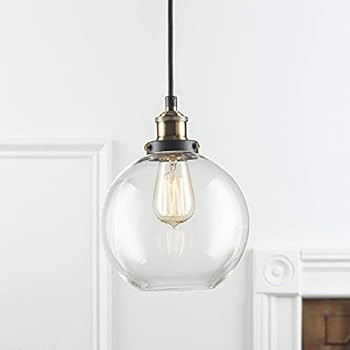 Linea di Liara Primo Large Glass Globe Pendant Light Fixture - Black and Gold Hanging Pendant Lighti | Amazon (US)