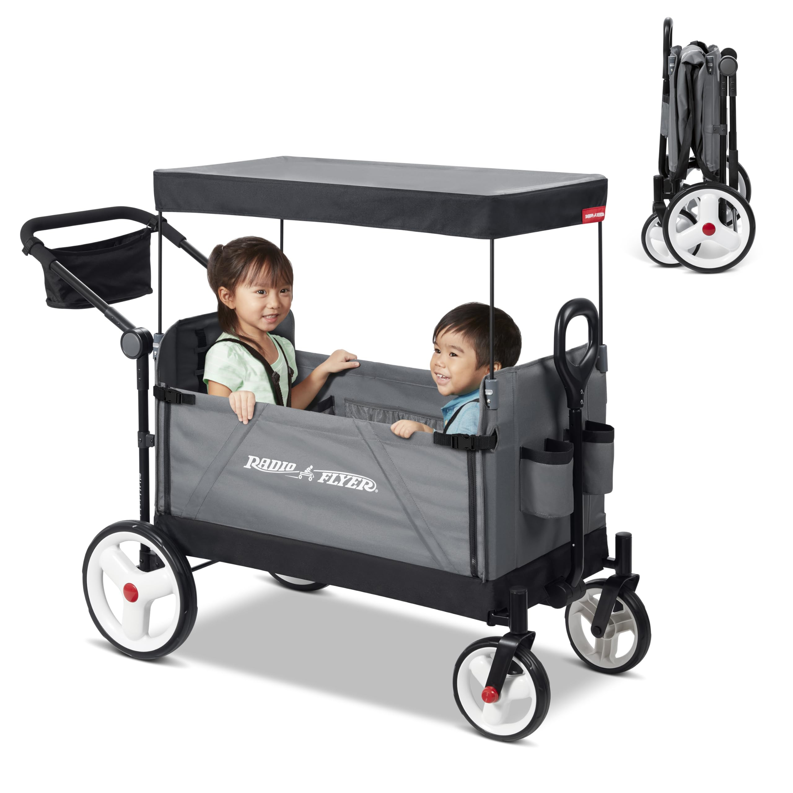 Radio Flyer City Luxe Stroll ‘N Wagon, Grey with Parent Caddy and Internal Storage Pockets, for... | Amazon (US)