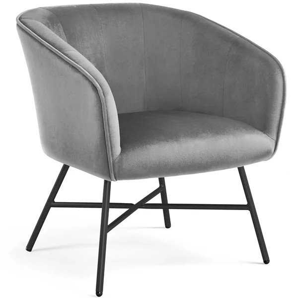 Alden Design Velvet Club Accent Chair for Living Room, Gray | Walmart (US)