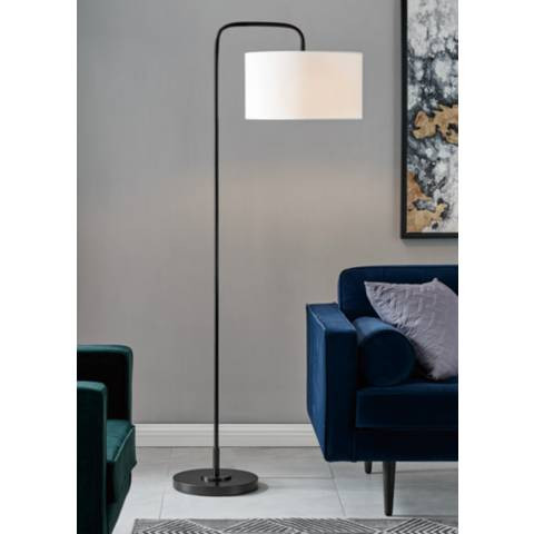 Lite Source Orea 64" Black Finish Offset Arm Modern Floor Lamp | Lamps Plus