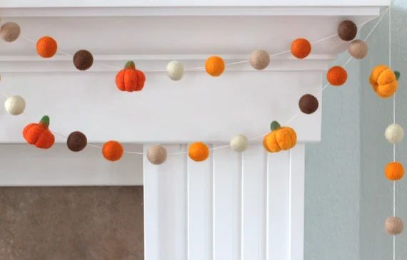 Felt Pumpkin Garland Orange Brown Felt Balls & Pumpkins | Etsy | Etsy (US)