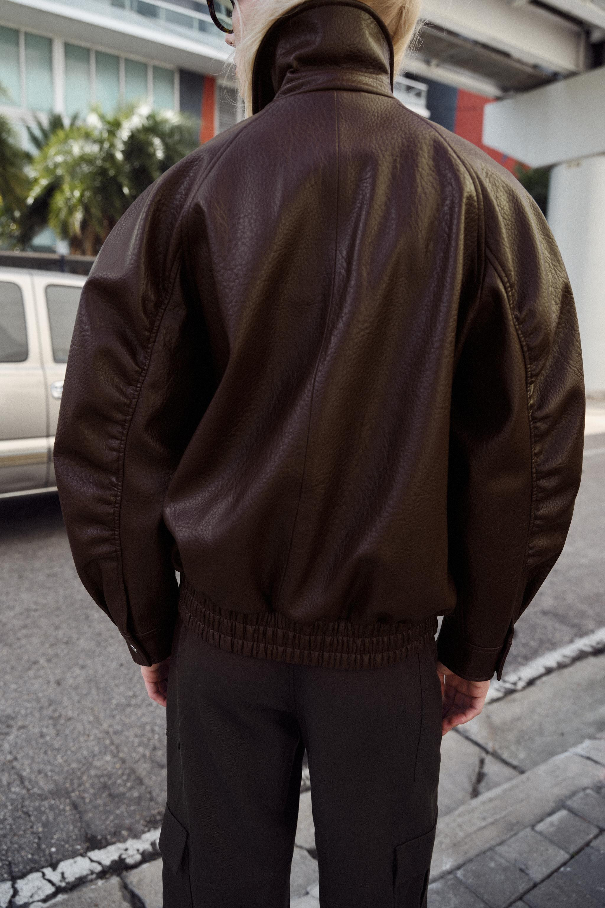 FAUX LEATHER BOMBER JACKET | Zara US