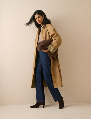 Camel Cord Detail Long Barn Coat | Nobody's Child