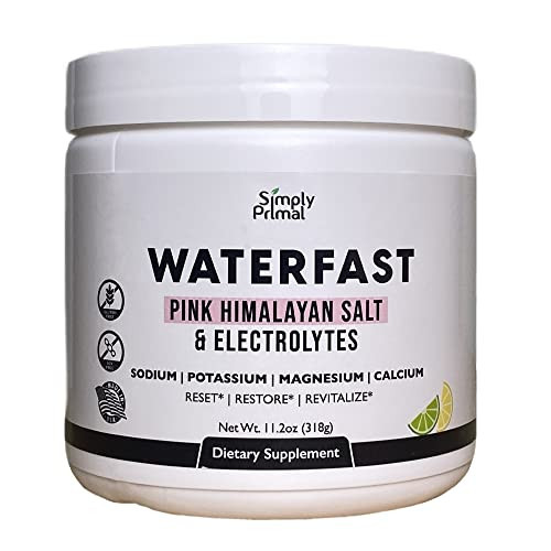 Simply Primal WATERFAST Keto Electrolyte Powder for Fasting and Hydration - Lemon Lime Flavor | Pink Himalayan Salt (Sodium), Potassium, Magnesium, Calcium | Sugar Free, Gluten Free, Soy Free | Amazon (US)