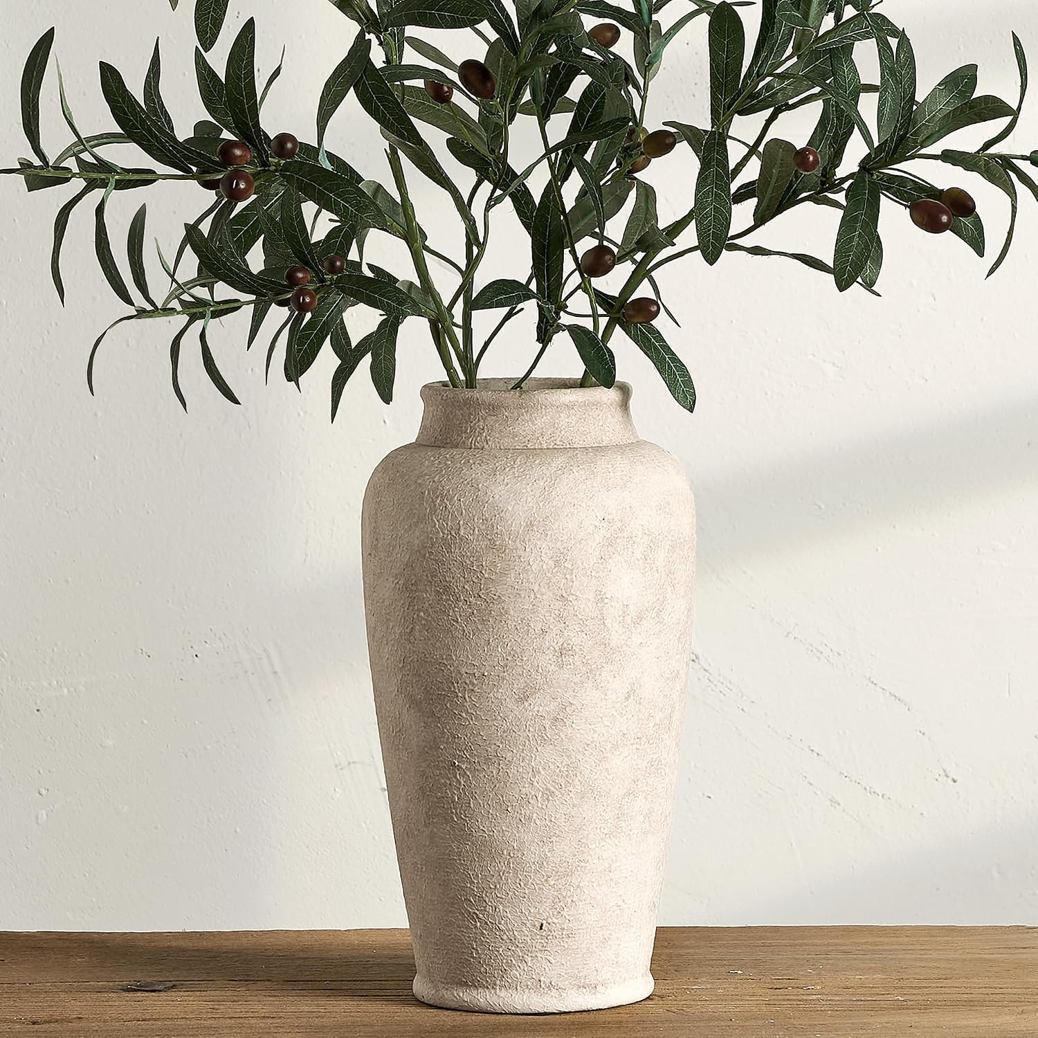 Ceramic Flower Vase, Large Rustic Vase Farmhouse Decorative Tall Vase Floral Pottery Vases for Home Decor Table Living Room Entryway Mantel Bedroom Bathroom Kitchen - 12" D | Amazon (US)