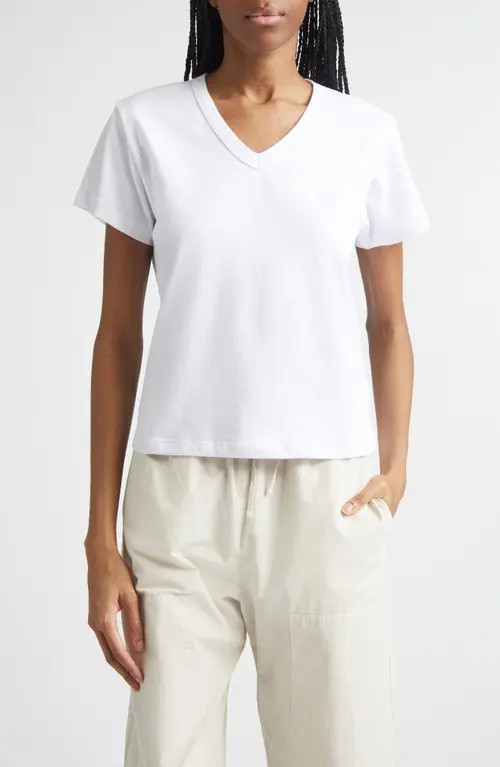 LESET Margo V-Neck Cotton T-Shirt in White at Nordstrom, Size Medium | Nordstrom