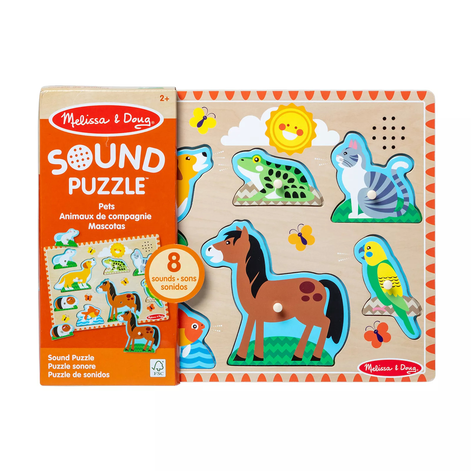 Melissa & Doug Pets Sound Puzzle - Wooden Peg Puzzle With Sound Effects (8 pcs), Multi | Kohl's