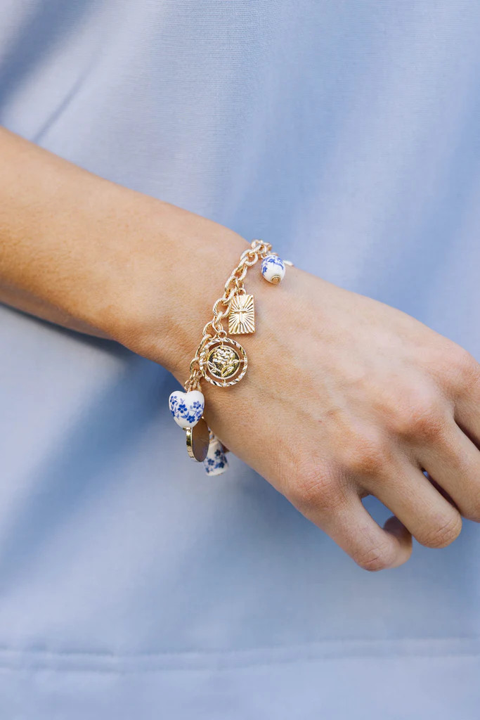 Grace Upon Grace Blue Charm Bracelet | The Mint Julep Boutique