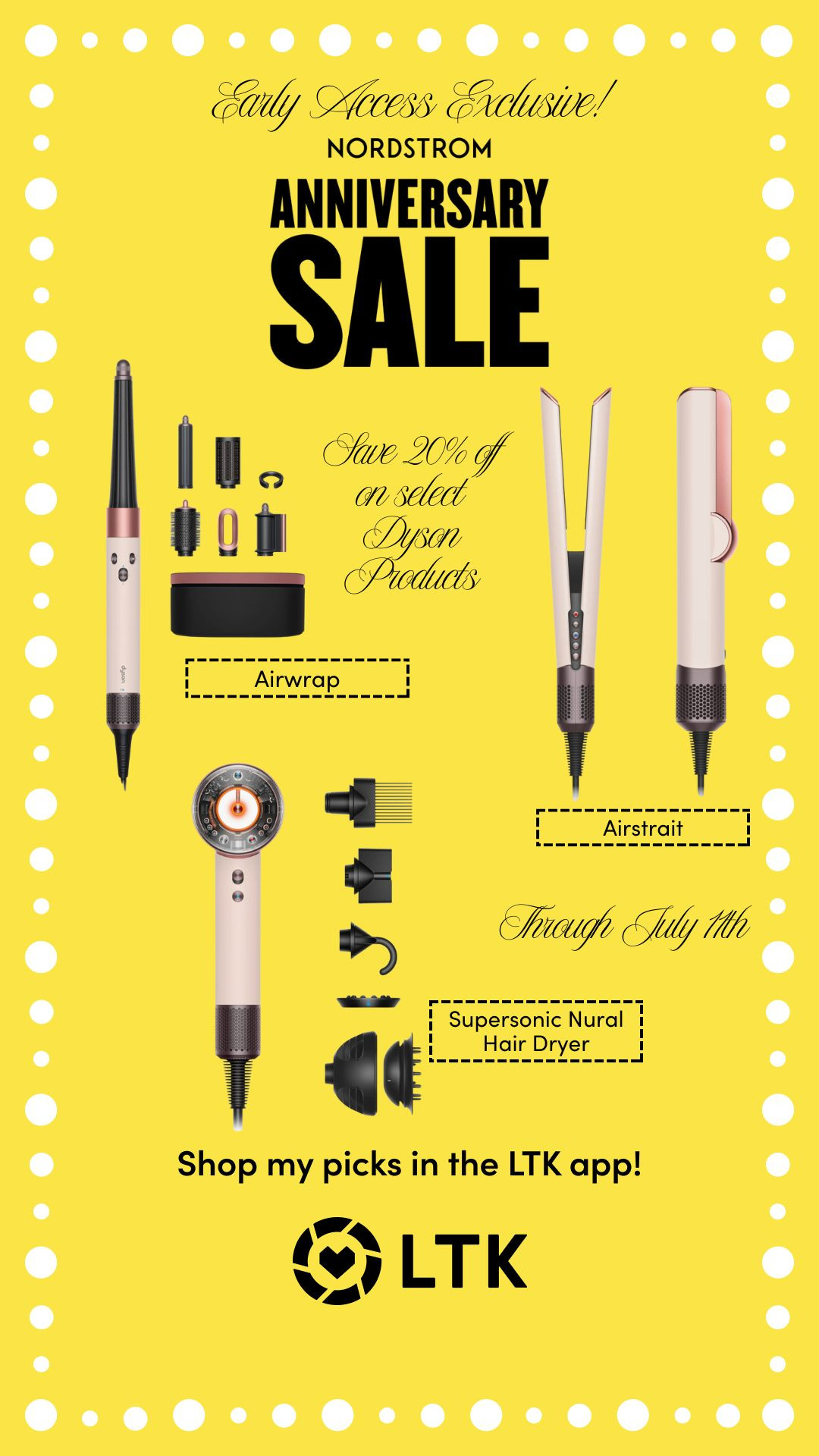 Nordstrom Anniversary Sale Early Access Exclusive! Now through June 11th, save 20% off on select Dyson hair tools!

Fit4Janine, Haircare, Airwrap, Airstrait, Supersonic Nural Hair Dryer 

 #LTKSaleAlert #LTKBeauty