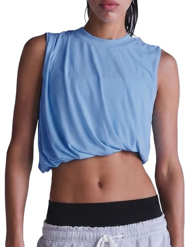 Womens Workout Tank Tops Running Tank Tops Summer Loose Twist Tank Tops Athletic Gym Crop Sleevel... | Amazon (US)