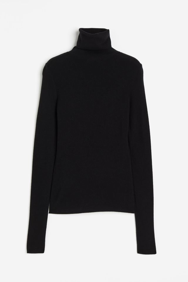 Cashmere-blend polo-neck jumper - Black - Ladies | H&M GB | H&M (UK, MY, IN, SG, PH, TW, HK)