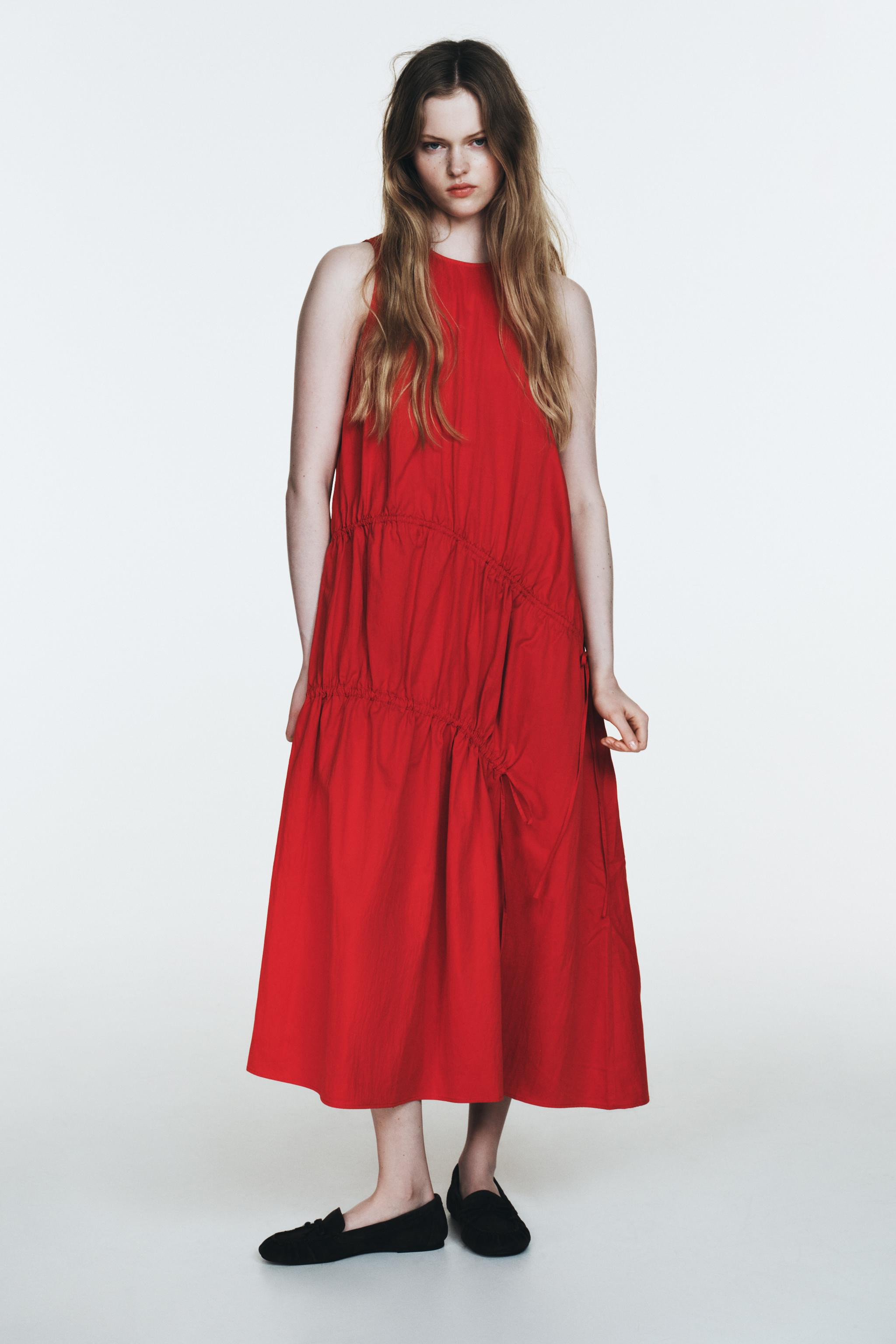 NYLON MIDI DRESS WITH TIES | Zara US
