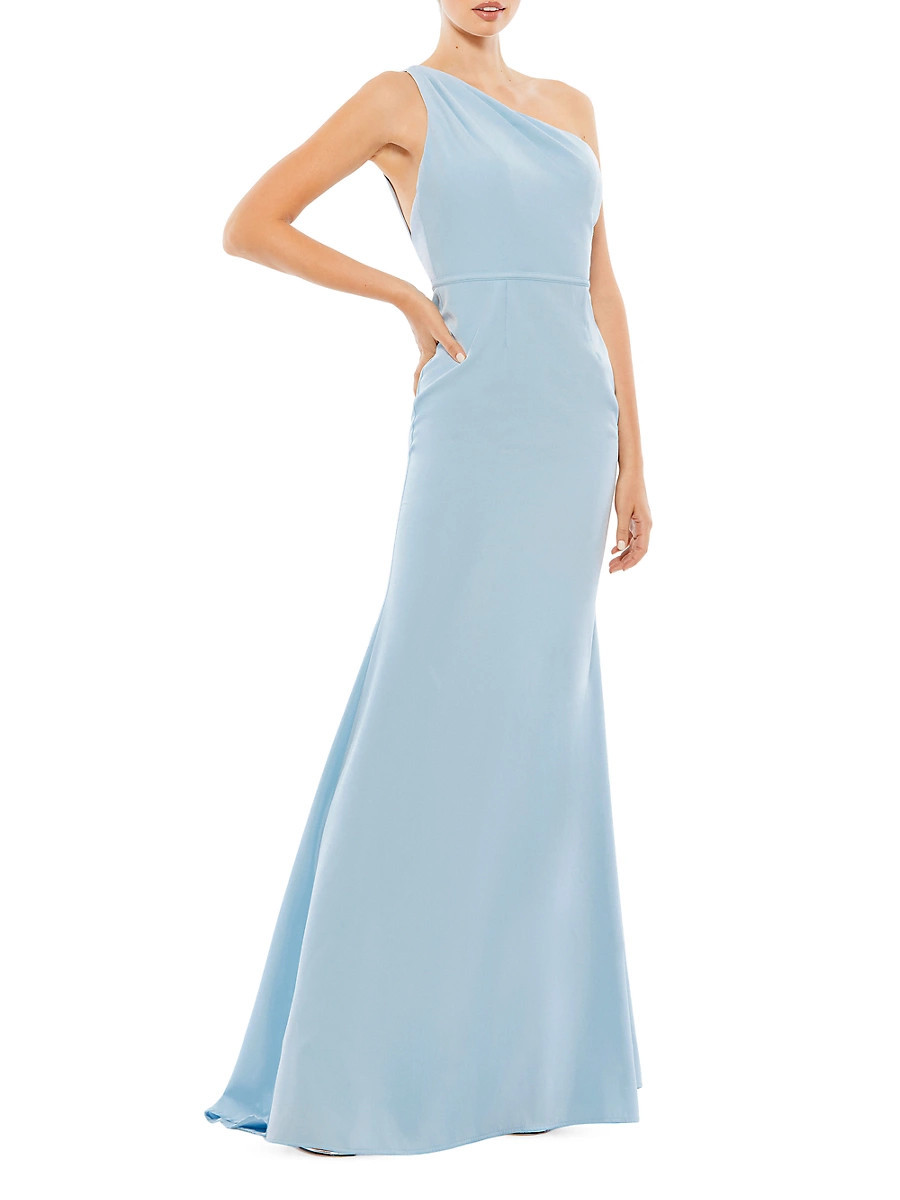 Women's One-Shoulder Trumpet Gown - Powder Blue - Size 6 | Saks Fifth Avenue