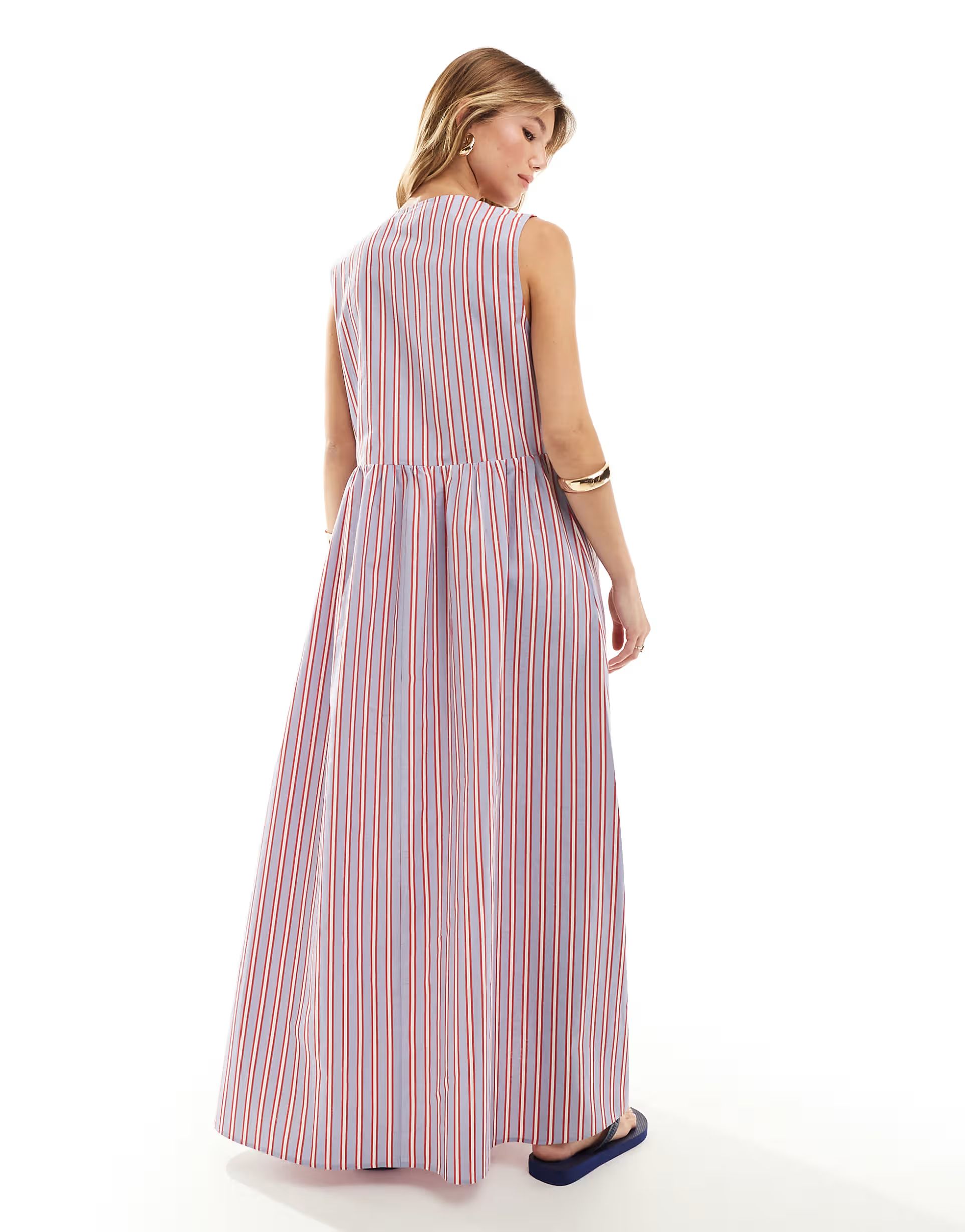 ASOS DESIGN poplin tie front maxi dress in stripe | ASOS (Global)