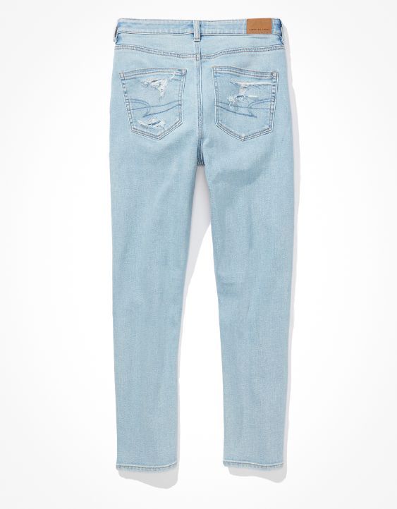 AE Stretch Ripped Crossover Highest Waist Mom Jean | American Eagle Outfitters (US & CA)