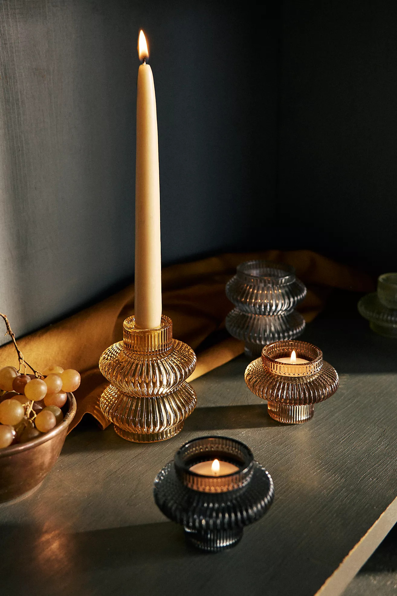 Ripple 2-in-1 Taper + Votive Holder, 3.75"H | Anthropologie (US)