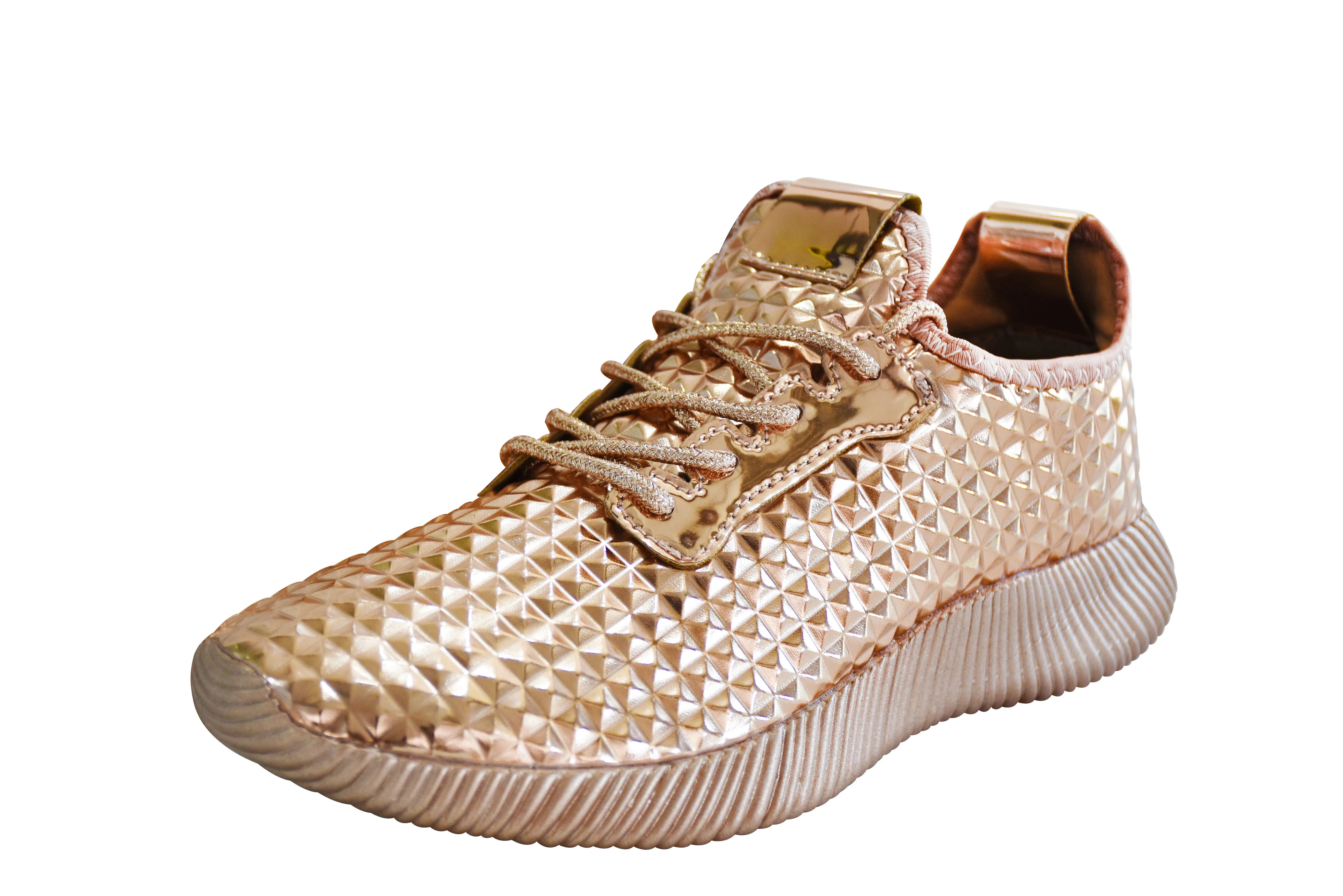 LUCKY STEP Women Lightweight Metallic Hologram Laced Pyramid Leatherette Studded Jogger Casual Sn... | Walmart (US)