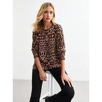 New Look Brown Leopard Print Long Sleeve Top, Print, Size M, Women | Very (UK)