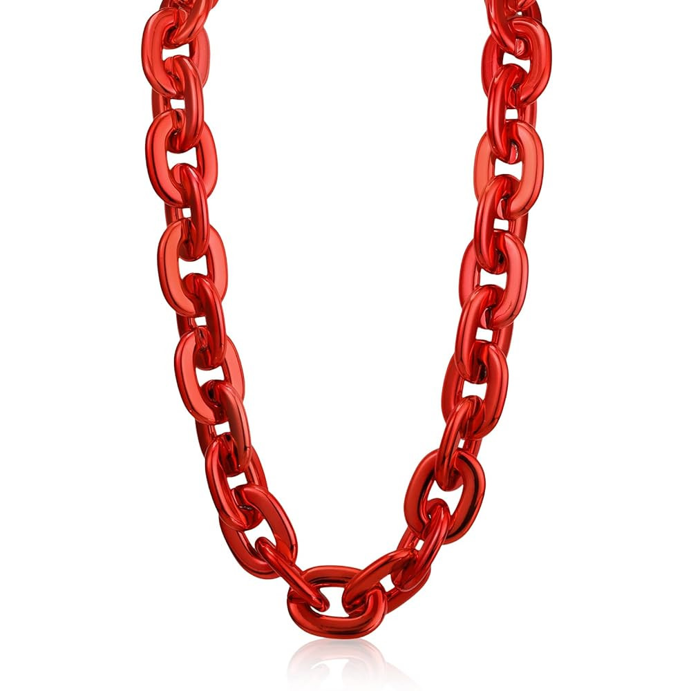 Remuuly Plastic Chain Necklace Hip Hop Rapper Chunky Big Fake Necklace Halloween Accessory | Amazon (US)