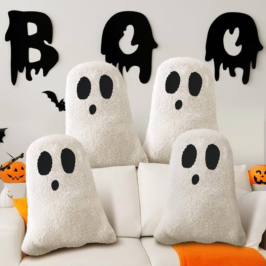 Kigley 4 Pcs Halloween Throw Pillows Decorative Spooky Pillows for Sofa Bed Couch Stuffed Hallowe... | Amazon (US)
