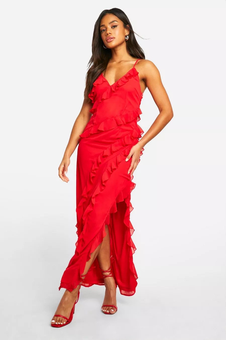 Ruffle Chiffon Maxi Dress | Boohoo.com (UK & IE)