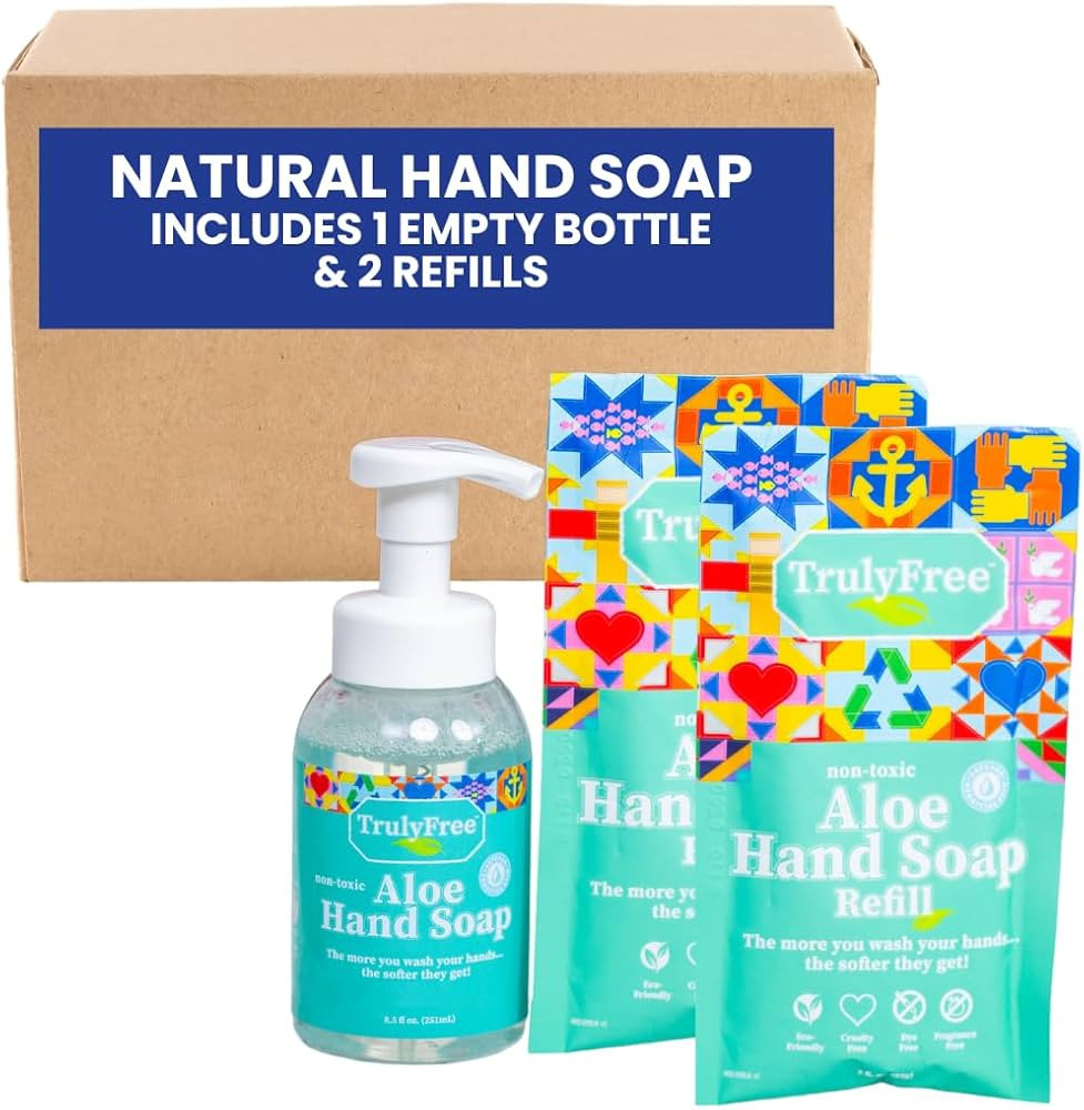 Truly Free Aloe Natural Hand Soap, Moisturizing & 10x Concentrated Aloe Vera, Includes: (1) Empty... | Amazon (US)