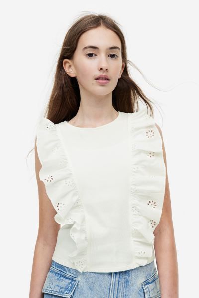 Flounce-trimmed Sleeveless Top | H&M (US + CA)