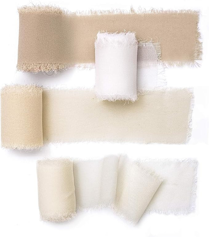 Ling's moment Nude Chiffon Ribbon,1.6Yd Handmade Silk Ribbon,Fabric Ribbon Use for Gift Wrapping ... | Amazon (US)