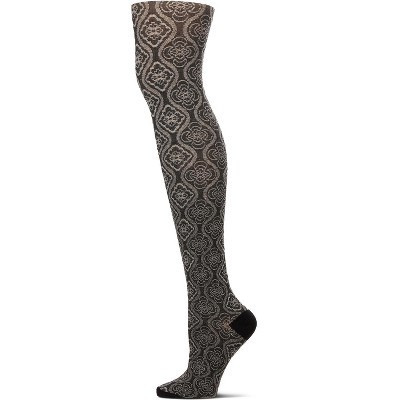 Memoi Trellis Patterned Cotton Blend Sweater Tights Black M-L | Target