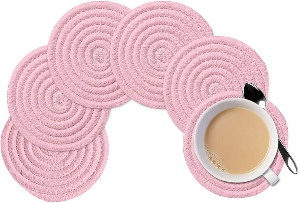 Gracelife 6pcs Cup Mat Pure Cotton Thread Weave Round Drink Hot Pads Mats Set Absorbent Scald-Pro... | Amazon (US)