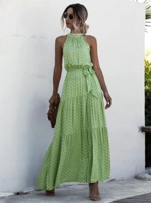 Polka Dot Belted Halter Dress
   SKU: swdress23201224143      
          (9999+ Reviews)
        ... | SHEIN