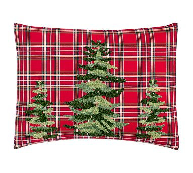Elliot Tree Embroidered Plaid  Euro Sham | Pottery Barn (US)