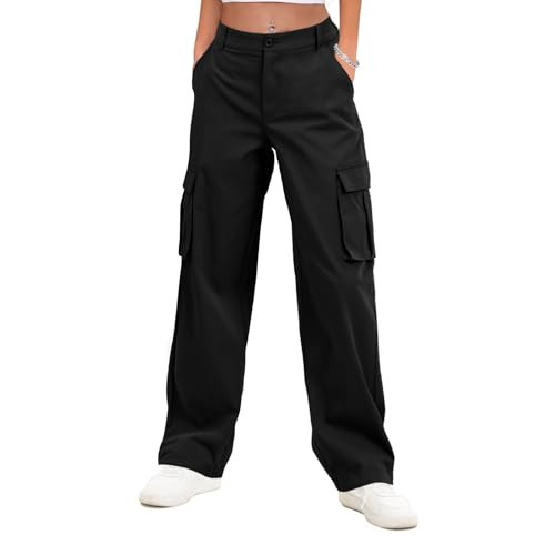 Gracyoga Black Cargo Pants for Women 2025 High Waisted Casual Pants Baggy Stretchy Y2k Streetwear Trousers with 6 Pockets X-Large | Amazon (US)