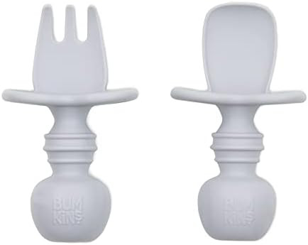 Bumkins Utensils, Silicone Chewtensils, Baby Fork and Spoon Set, Training Utensils, Baby Led Weaning | Amazon (US)