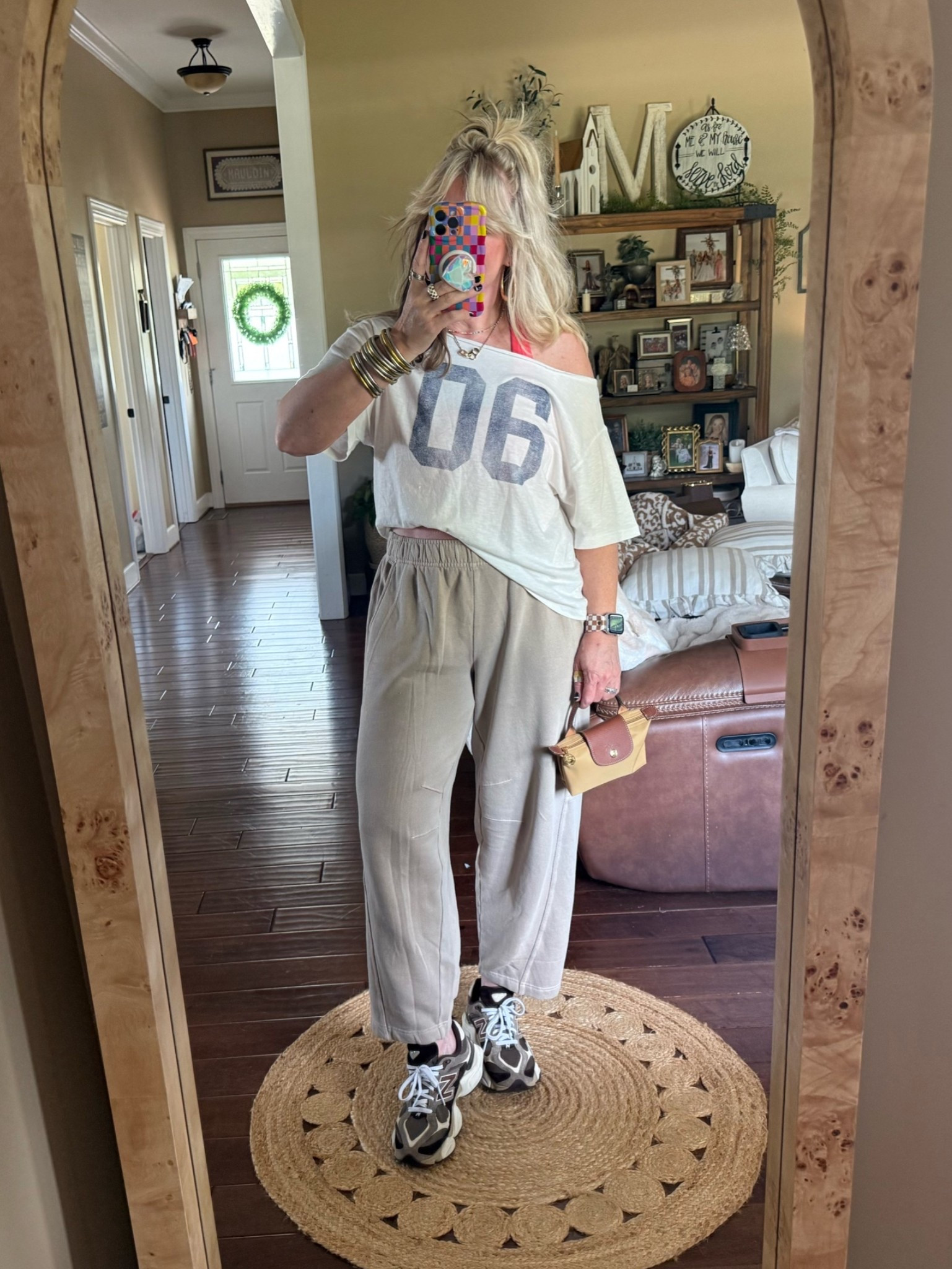 These Aerie barrel sweatpants are so comfy and on sale! Loved these today while I ran errands! 
I’m on a medium and my tee is also a medium.

#LTKOver40 #LTKootd #LTKSaleAlert