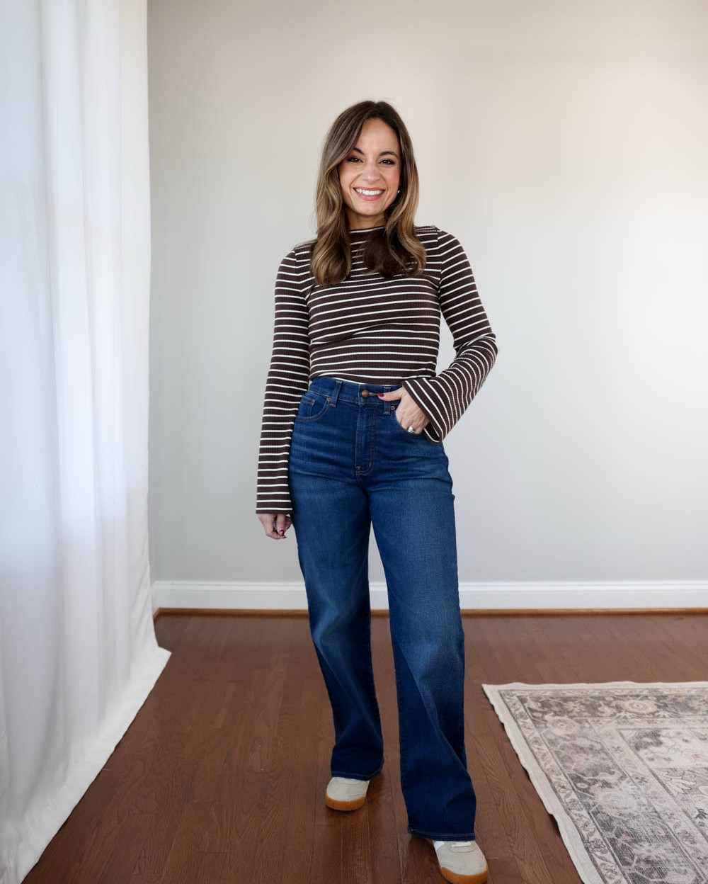 Three styles of petite-friendly Madewell denim!

Outfit 1:
Perfect Vintage wide leg jeans (Madewell): petite 24 - 10.5” rise, 28” inseam. They shorten and shrink in the wash over time.
Top (LOFT): petite xxs

Outfit 2:
Light Wash Cropped Jeans (Madewell): petite 24 - tts 10 3/8” rise 25” inseam
Striped Top (Madewell): xxs
Flats: tts

Outfit 3:
Jeans (Madewell): petite 24 - soft and lightweight, in my true size they’re snug across my hips, the jeans loosen with wear but are still quite snug across the creases of my thighs. I also tried a size up and those are more comfortable on first try. I think they’re the better fit even with a little loosening with wear. If your hips are narrow, I would go true to size.
Top (Madewell): xxs
Sneakers (Gola): tts

My measurements for reference: I’m 4’10” and 105lbs. My bust, waist, and hip measurement is 32”, 24”, and 36”.

#LTKSeasonal #LTKPetite #LTKgrwm