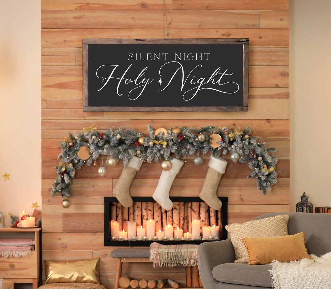Holy Night Sign Christmas Sign Christian Christmas Decor - Etsy | Etsy (US)