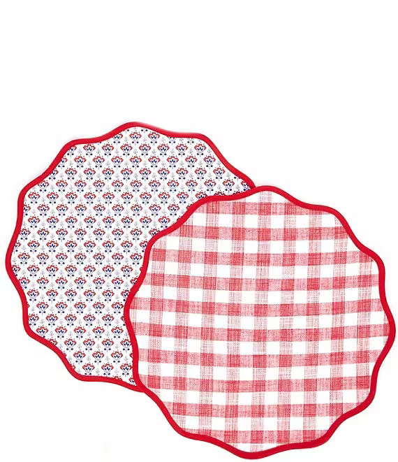 Mini Floral Block Americana Scalloped Placemats, Set of 2 | Dillard's