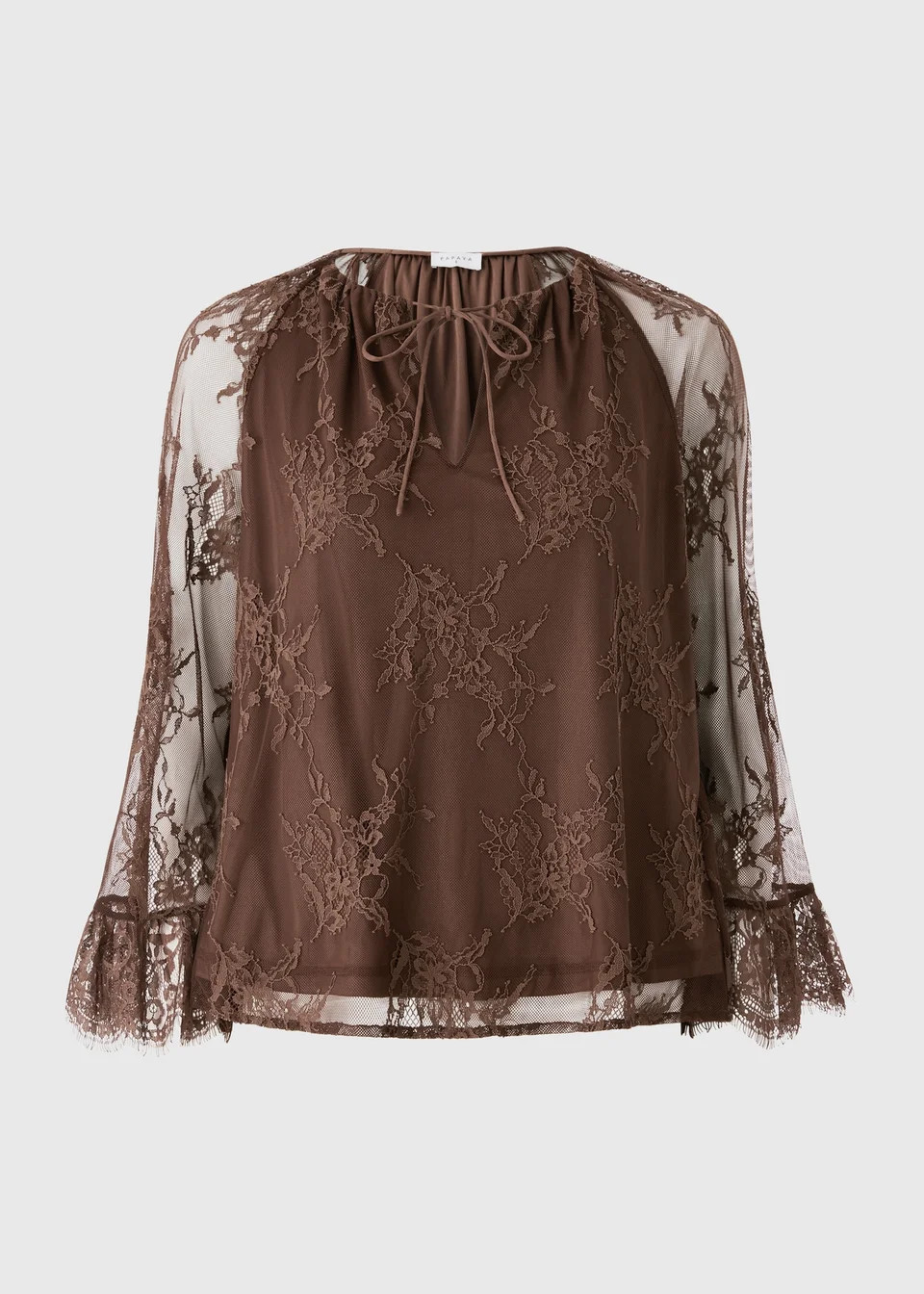 Brown Lace Frill Blouse | Matalan (UK)