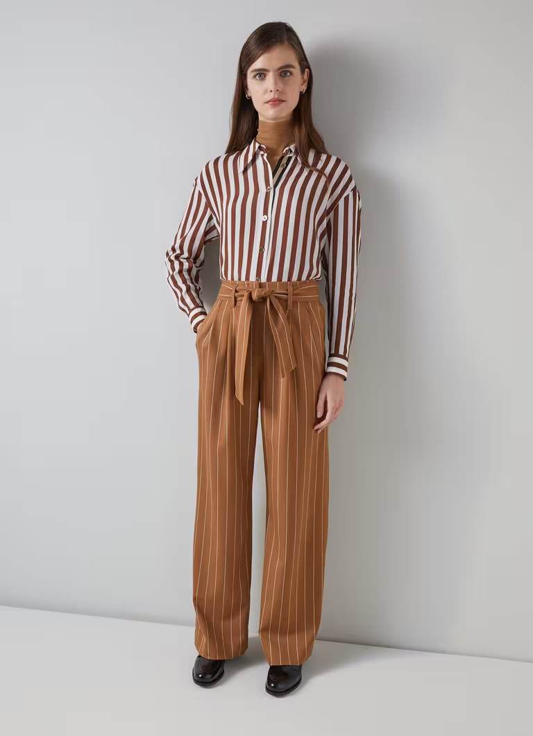 Ellis Cognac Multi Stripe Fluid Trouser | L.K. Bennett (UK)