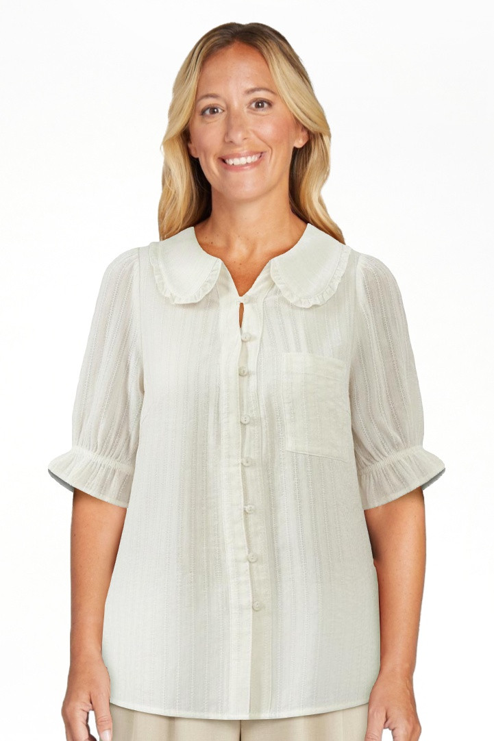 PRETTYGARDEN Women's V Neck Poplin Short Sleeve Button Up Top, Sizes S-XXL | Walmart (US)